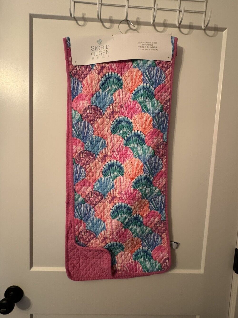 Sigrid Olsen home Shell Table Runner Pink reversible 14” X 72” NWT Cotton
